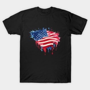 ink splatter, United States Flag T-Shirt